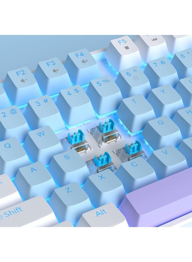 MageGee Mechanical Gaming Keyboard with Blue Switch, LED White Backlit Keyboard, 87 Keys Compact TKL 75% Wired - Blue/White - Image 2