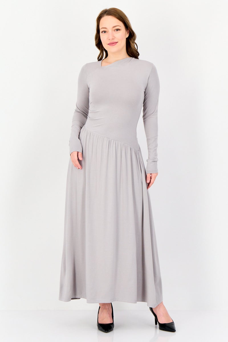 bebe فستان نسائي بتصميم A خط ثابت، رمادي - Image 1