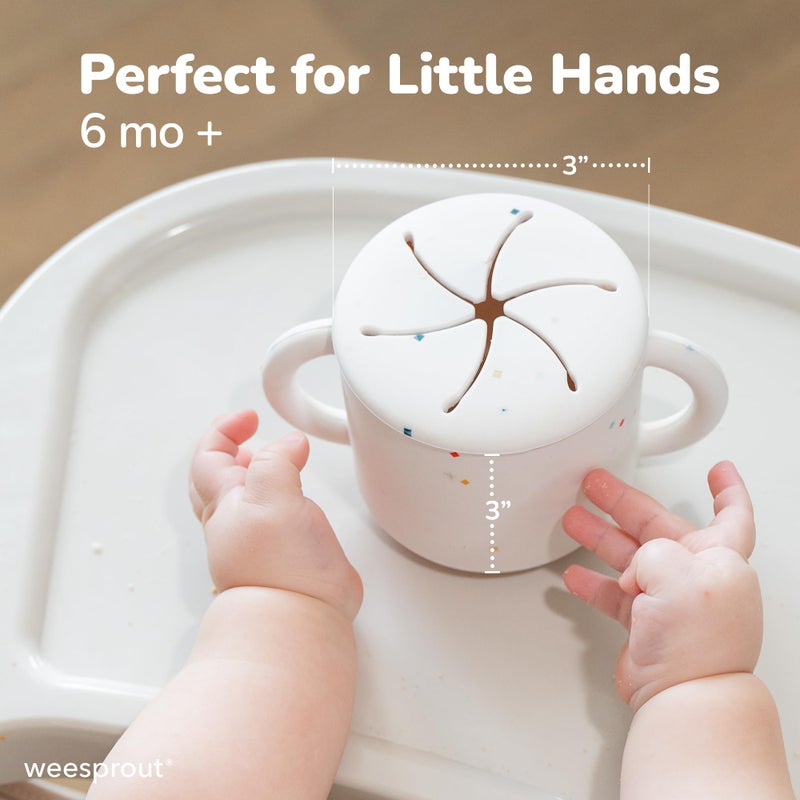 WeeSprout Snack Containers, Food Grade Silicone Cups, Spill-Proof Tops For Toddlers and Babies, Premium Hard Plastic Travel Lids, Dishwasher Safe, Set of 2 Snack Catchers - Image 2