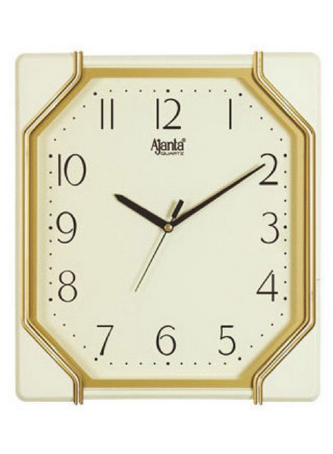 Ajanta Abstract Quartz Plastic Wall Clock (617, 28.6x26.3 cm, Ivory)