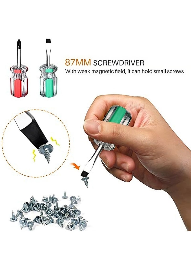SYOSI Stubby Mini Screwdriver, Pocket Tool Screwdrivers Set, Protable Small Handle Screwdriver Kits for Dismantle and Repair, Flat Head and Phillips Screwdrivers Nut Driver, Finger Grip Drivers Set (6PCS) - Image 3