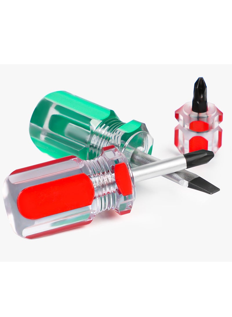 SYOSI Stubby Mini Screwdriver, Pocket Tool Screwdrivers Set, Protable Small Handle Screwdriver Kits for Dismantle and Repair, Flat Head and Phillips Screwdrivers Nut Driver, Finger Grip Drivers Set (6PCS) - Image 2