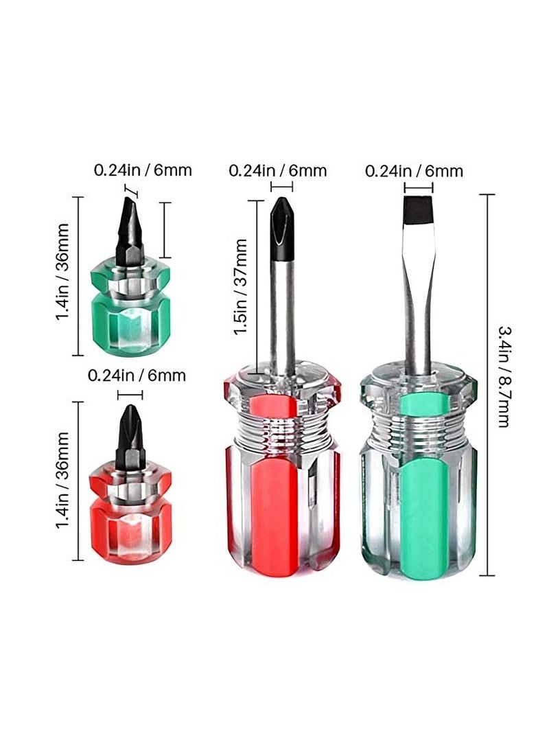 SYOSI Stubby Mini Screwdriver, Pocket Tool Screwdrivers Set, Protable Small Handle Screwdriver Kits for Dismantle and Repair, Flat Head and Phillips Screwdrivers Nut Driver, Finger Grip Drivers Set (6PCS) - Image 4