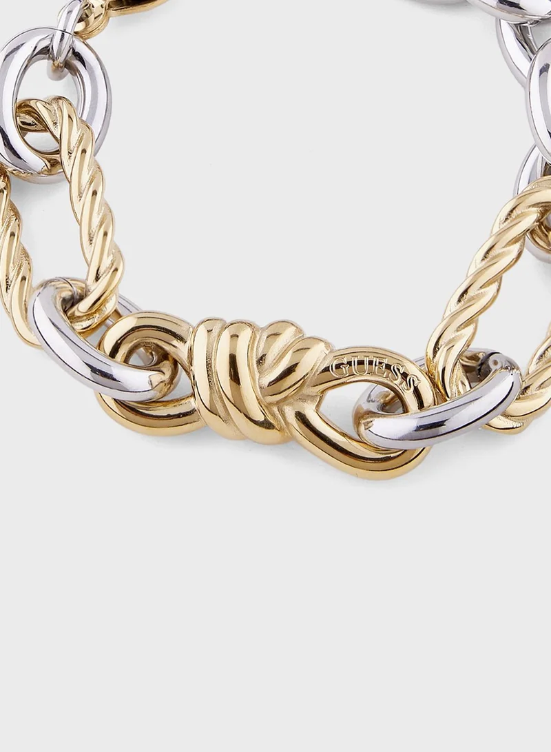 GUESS Silver Gold Cable Chain Bracelet