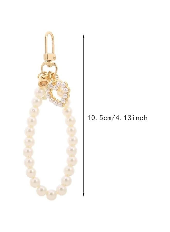 Gold Women's Imitation Pearl Chain Key Chain Backpack Key Pendant Accessories Key Ring Charm Gifts,Love Heart Women's Keyrings and Keychains,Accessories, Women - Image 4