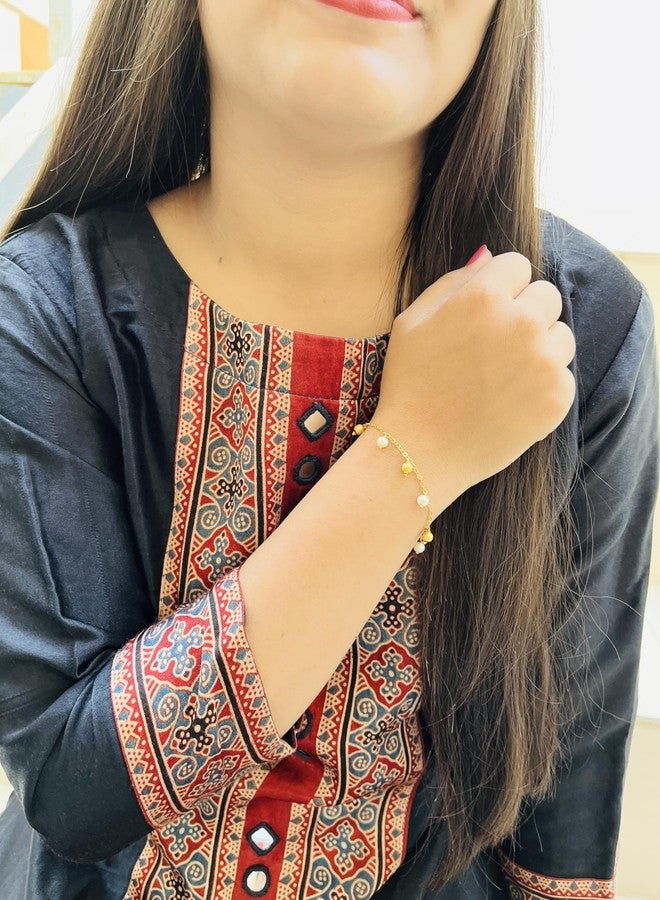 JHB Gold plated Brass Beads Hand Bracelet for Women - Image 4