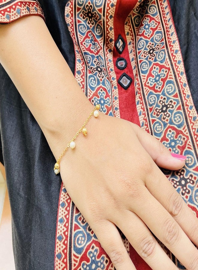 JHB Gold plated Brass Beads Hand Bracelet for Women - Image 3
