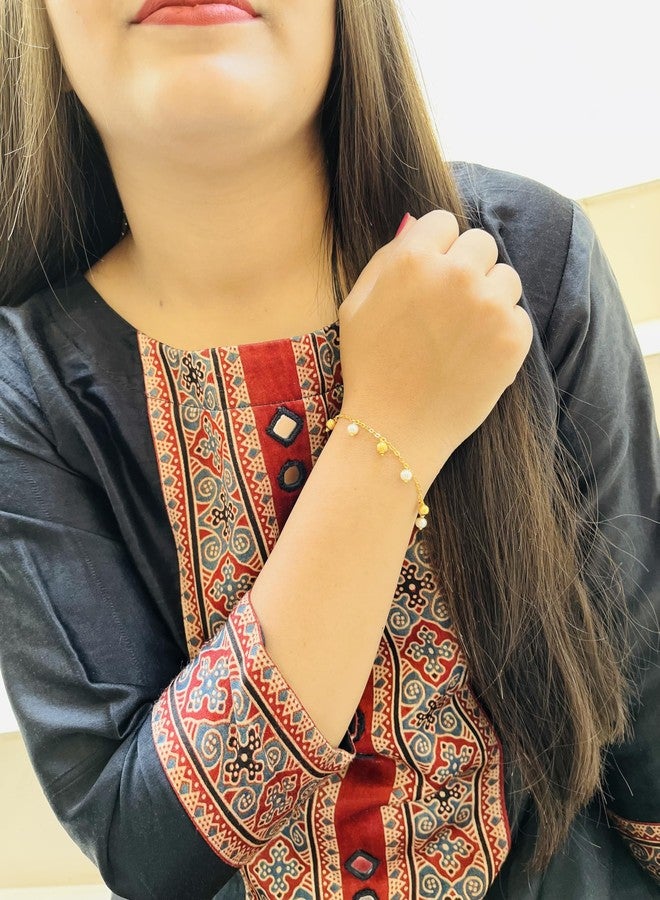 JHB Gold plated Brass Beads Hand Bracelet for Women - Image 5