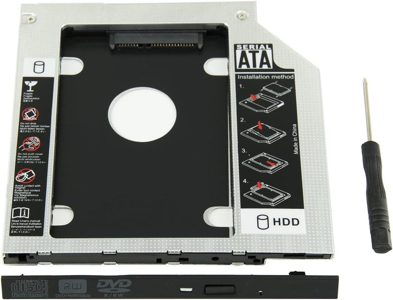 HIGHFINE Universal 9.5mm SATA to SATA 2nd SSD HDD Hard Drive Caddy Adapter Tray Enclosures for DELL HP Lenovo ThinkPad ACER Gateway ASUS Sony Samsung MSI Laptop - Image 1