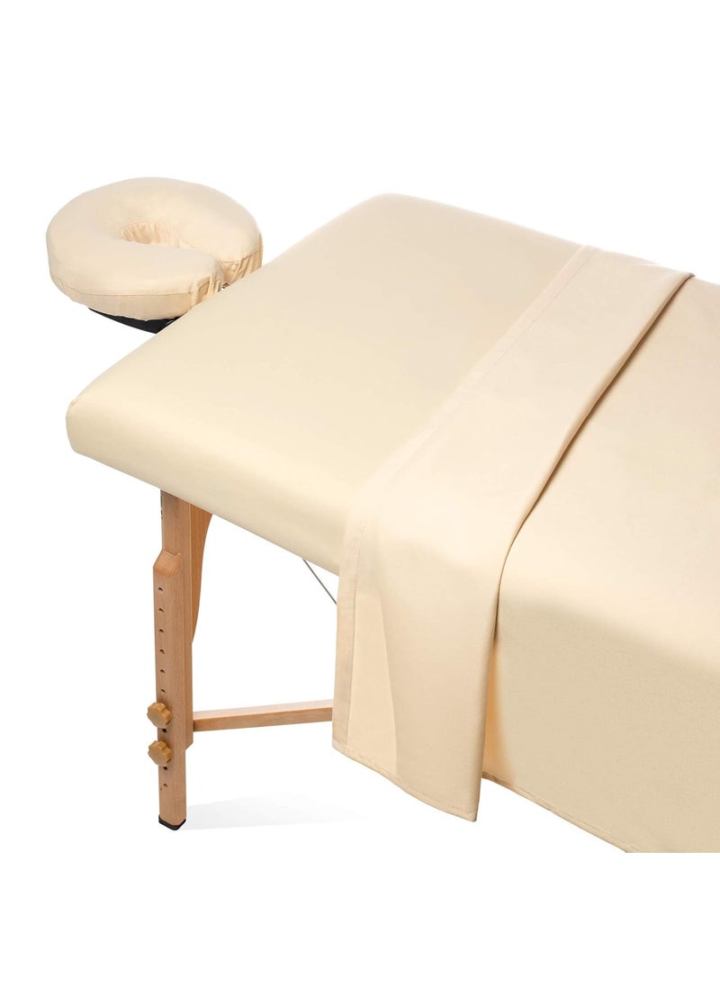Saloniture - Saloniture 3Piece Microfiber Massage Table Sheet Set  Premium Facial Bed Cover  Includes Flat and Fitted Sheets with Face Cradle Cover  Natural - Image 1
