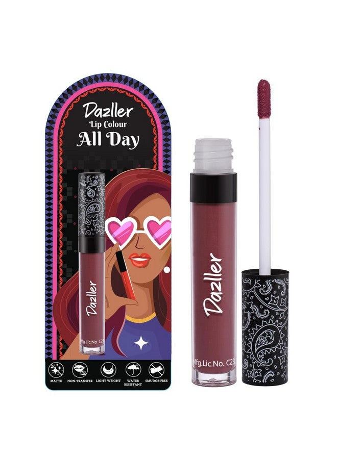 Dazller All Day Lipcolour|Moisturizing Kokum Butter|Non-Transfer & Smudge-proof|8hr stay|Liquid Lipstick for Women|DLC004 Burgundy|6g - Image 1