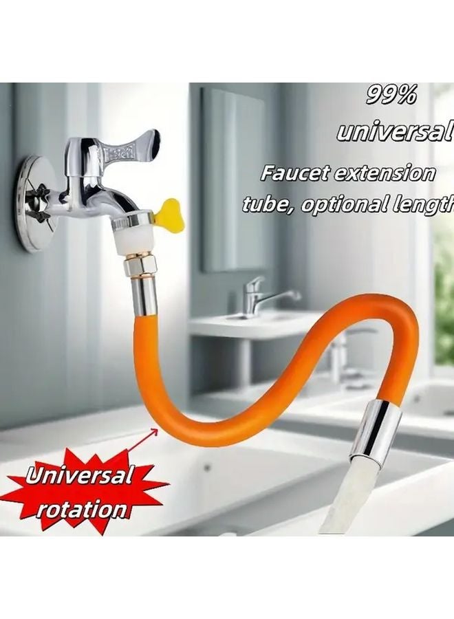 360 Degree Rotating Faucet Extender 19 69inch Orange Steel Joint For Wash Basin Toilet - Image 2