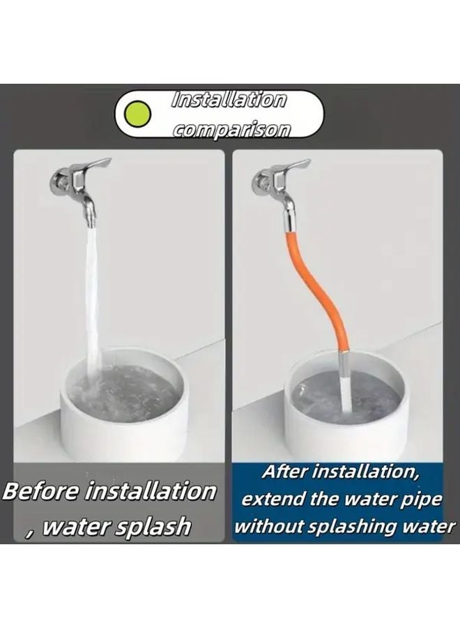 360 Degree Rotating Faucet Extender 19 69inch Orange Steel Joint For Wash Basin Toilet - Image 3