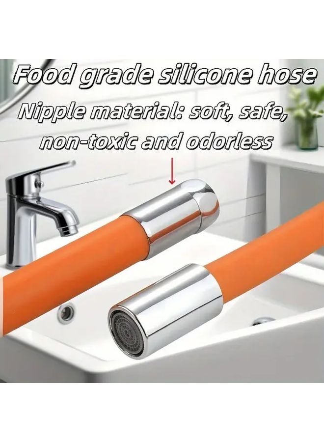 360 Degree Rotating Faucet Extender 19 69inch Orange Steel Joint For Wash Basin Toilet - Image 4