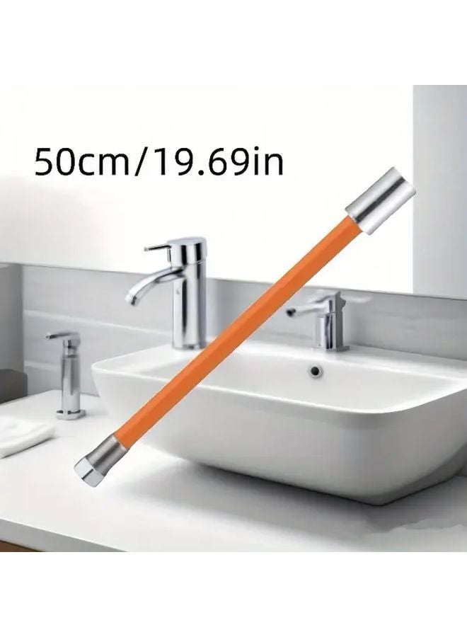 360 Degree Rotating Faucet Extender 19 69inch Orange Steel Joint For Wash Basin Toilet - Image 1