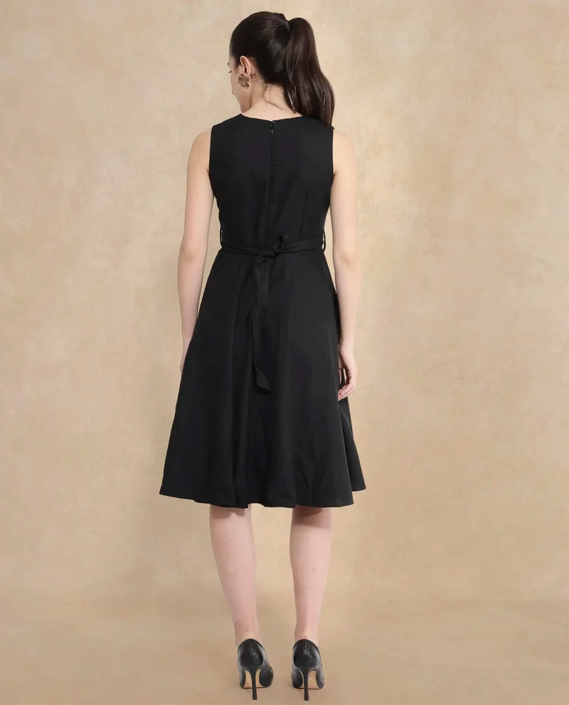 Rareism Women's Sleeveless A-Line Plain Midi Dress