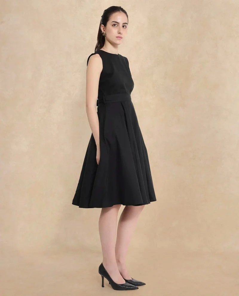 Rareism Women's Sleeveless A-Line Plain Midi Dress