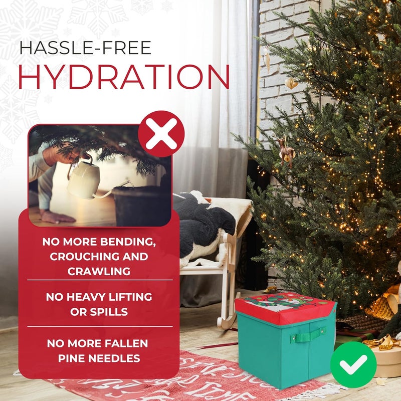 UpBloom Santa's Tree Helper Automatic Christmas Tree Watering System with Enhanced Liner, Waterer Disguised as a Present/Gift Box - Blends in with Christmas Ornaments and Presents - Image 2