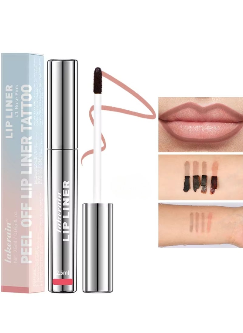 lakerain - Peel Off Lip Liner Tattoo Peel Off Lip Stain Long Lasting Lip Stain Peel Off Infused with Hyaluronic Acid and Vitamin E Waterproof Long Lasting Highly Pigmented Matte Lip Tint Rose Pink 01 - Image 1
