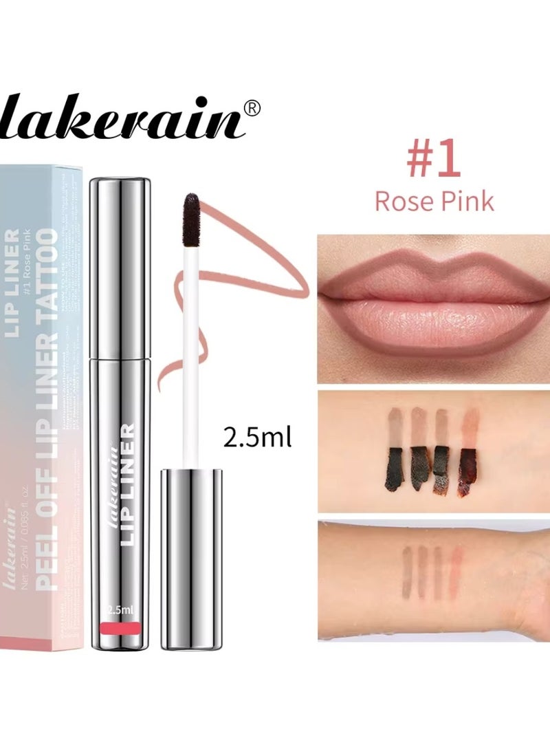 lakerain - Peel Off Lip Liner Tattoo Peel Off Lip Stain Long Lasting Lip Stain Peel Off Infused with Hyaluronic Acid and Vitamin E Waterproof Long Lasting Highly Pigmented Matte Lip Tint Rose Pink 01 - Image 1