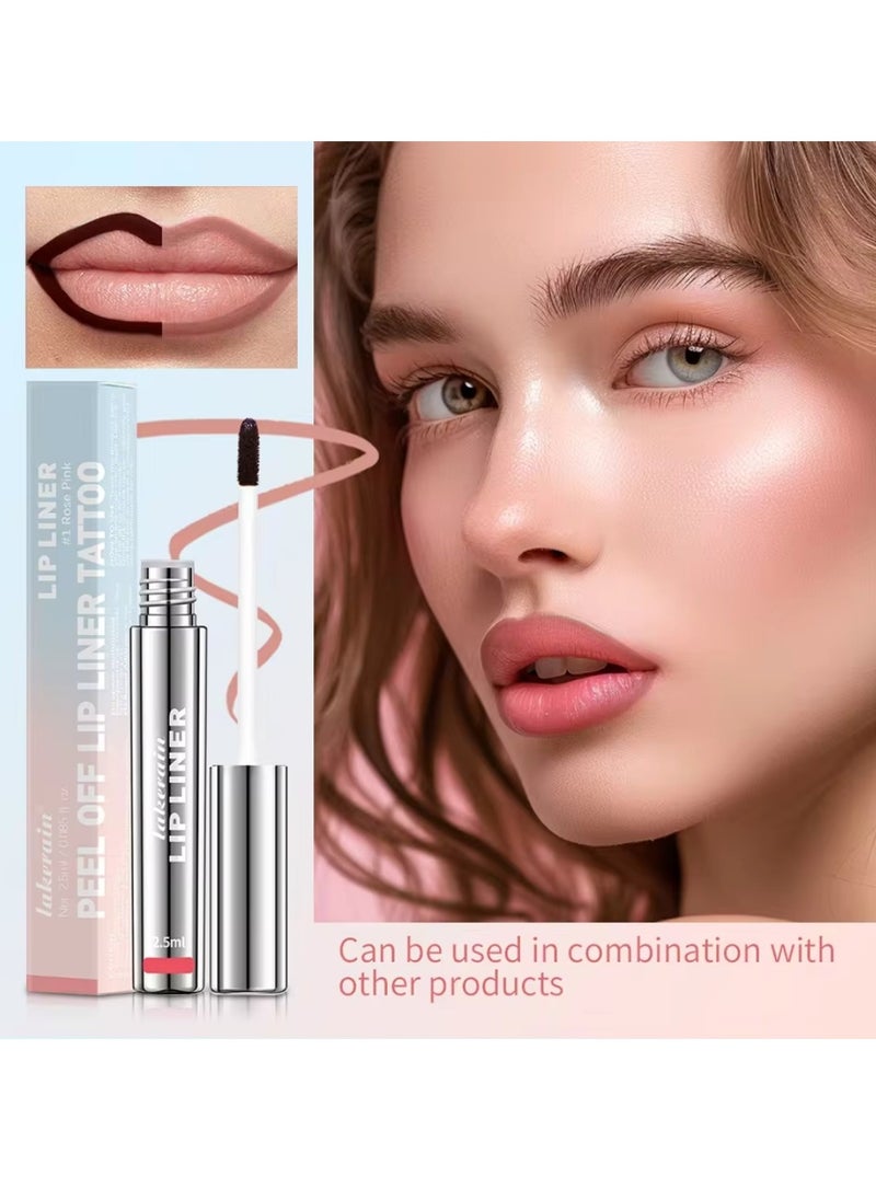 lakerain - Peel Off Lip Liner Tattoo Peel Off Lip Stain Long Lasting Lip Stain Peel Off Infused with Hyaluronic Acid and Vitamin E Waterproof Long Lasting Highly Pigmented Matte Lip Tint Rose Pink 01 - Image 1