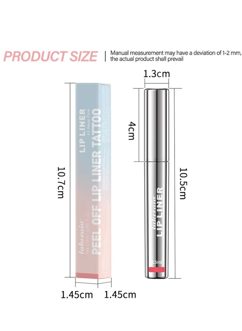 lakerain - Peel Off Lip Liner Tattoo Peel Off Lip Stain Long Lasting Lip Stain Peel Off Infused with Hyaluronic Acid and Vitamin E Waterproof Long Lasting Highly Pigmented Matte Lip Tint Rose Pink 01 - Image 1