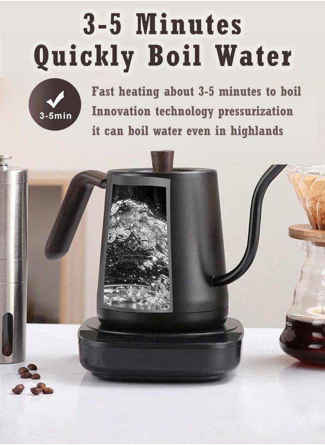 Arabest Electric Gooseneck Kettle，1000w Eletcric Water Kettle With Temperature Control，0.8l Tea Coffee Kettle Pot Fast Boiling, 304 Stainless Steel, Constant Temperature  - Image 3