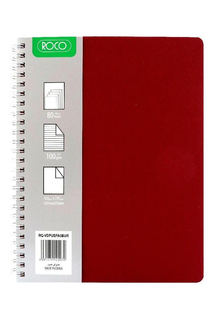 ROCO Notebook Leatherette | 16.3 x 21.5 cm | 80 Sheets | Lined | Burgundy - Image 1
