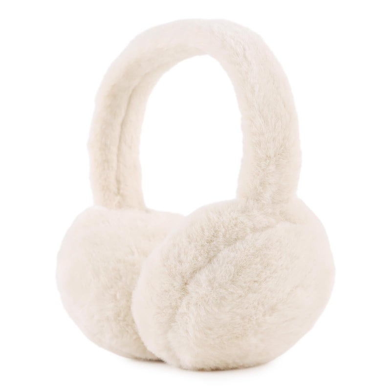 PESAAT Fluffy Ear Muff for Women Plush Foldable Earmuffs Kids Winter Earmuffs Girls Boys Cold Weather Ear Warmer (Beige) - Image 1