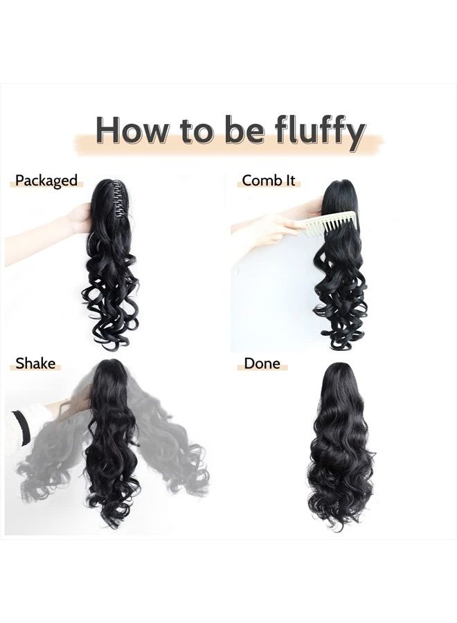 StrRid Fake Ponytail, Ponytail Extension 20" Wavy Hair Extensions Ponytail Wrap Around Synthetic Fake Hair Clip in Ponytail Wig Daily Curly Pony Tail Hair Pieces for Women 6 oz-Darkest Brown - Image 4
