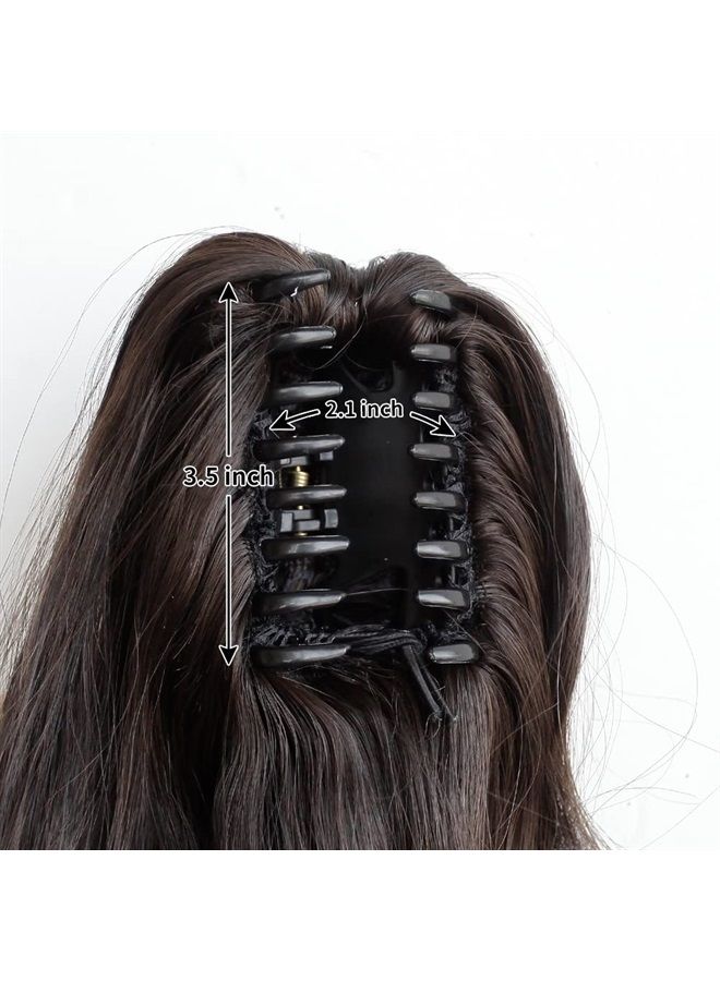 StrRid Fake Ponytail, Ponytail Extension 20" Wavy Hair Extensions Ponytail Wrap Around Synthetic Fake Hair Clip in Ponytail Wig Daily Curly Pony Tail Hair Pieces for Women 6 oz-Darkest Brown - Image 5