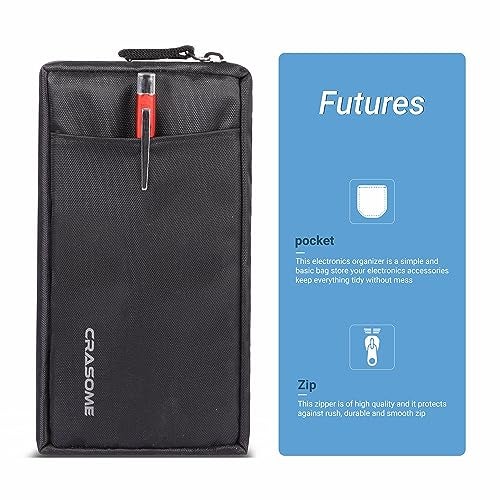 CRASOME Polyester Storage Organizer Gadget Pouch for USB Cable, Earphone, Power Bank, Charger, Hard Disk, Pen Drive, Travel Gadgets Organiser Bag, Laptop Charger Pouch (Black Pack of 2) - Image 3