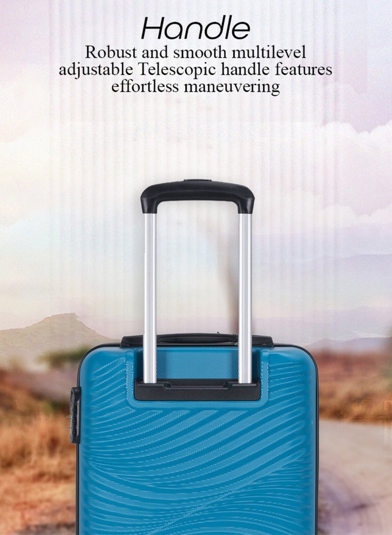 فيبتور مجموعة حقائب سفر صلبة من مادة ABS مكونة من 3 قطع، حقيبة سفر بعجلات دوارة 360 درجة هادئة مع قفل مركب، صغيرة (2.5 كجم)، متوسطة (3 كجم)، كبيرة (3.8 كجم) (20 بوصة/24 بوصة/28 بوصة) - أزرق - Image 2