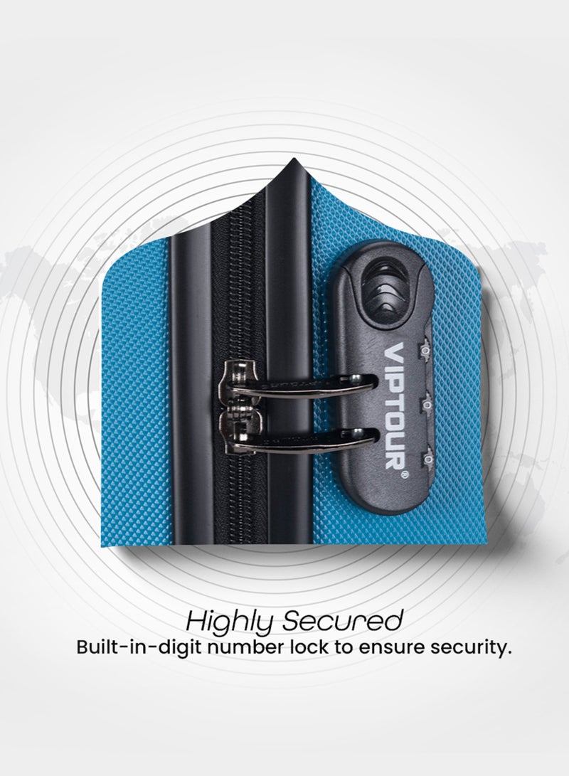 فيبتور مجموعة حقائب سفر صلبة من مادة ABS مكونة من 3 قطع، حقيبة سفر بعجلات دوارة 360 درجة هادئة مع قفل مركب، صغيرة (2.5 كجم)، متوسطة (3 كجم)، كبيرة (3.8 كجم) (20 بوصة/24 بوصة/28 بوصة) - أزرق - Image 3