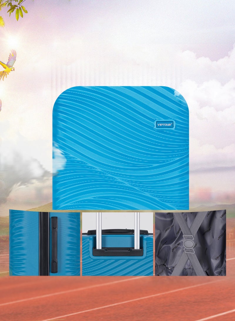 فيبتور مجموعة حقائب سفر صلبة من مادة ABS مكونة من 3 قطع، حقيبة سفر بعجلات دوارة 360 درجة هادئة مع قفل مركب، صغيرة (2.5 كجم)، متوسطة (3 كجم)، كبيرة (3.8 كجم) (20 بوصة/24 بوصة/28 بوصة) - أزرق - Image 4