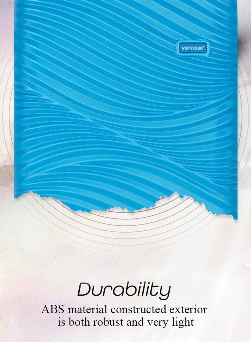 فيبتور مجموعة حقائب سفر صلبة من مادة ABS مكونة من 3 قطع، حقيبة سفر بعجلات دوارة 360 درجة هادئة مع قفل مركب، صغيرة (2.5 كجم)، متوسطة (3 كجم)، كبيرة (3.8 كجم) (20 بوصة/24 بوصة/28 بوصة) - أزرق - Image 5