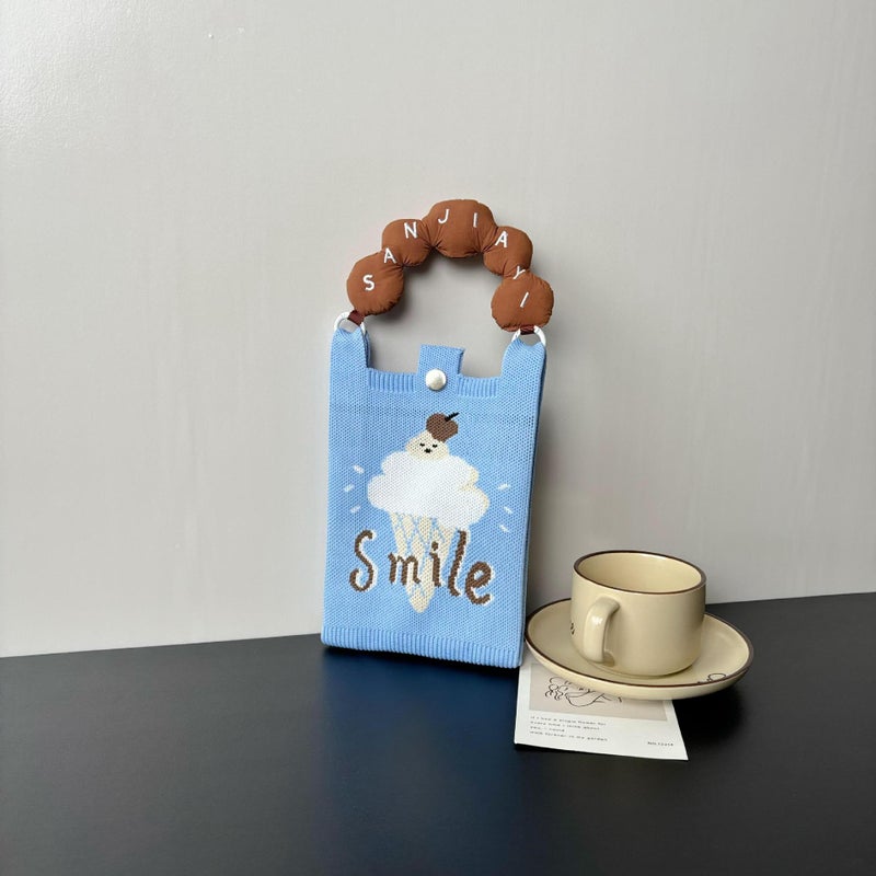 High-End Ins New Mobile Phone Bag Cute Cartoon Knitted Bag Niche Design Trendyy Shoulder Crossbody Shoulder Bag - Image 1