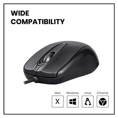 Perixx PERIMICE-209 3 Button USB Wired Mouse - Optical - 1000 DPI - 5.9 Ft Cable - Black - Image 3