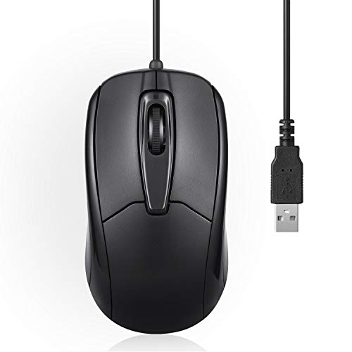 Perixx PERIMICE-209 3 Button USB Wired Mouse - Optical - 1000 DPI - 5.9 Ft Cable - Black - Image 1