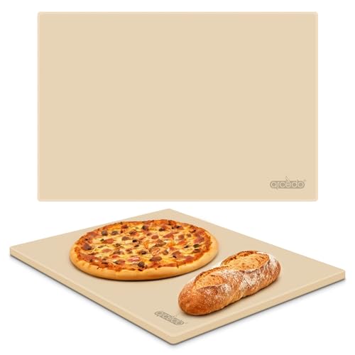 Arcedo Pizza Stone for Grill 20 x 13.5 Inch, Rectangular Large Baking Stone for Bread Thermal Shock Resistant BBQ Grilling Pizza Pan Cordierite Oven Cooking Pan With PE Scraper - Image 1
