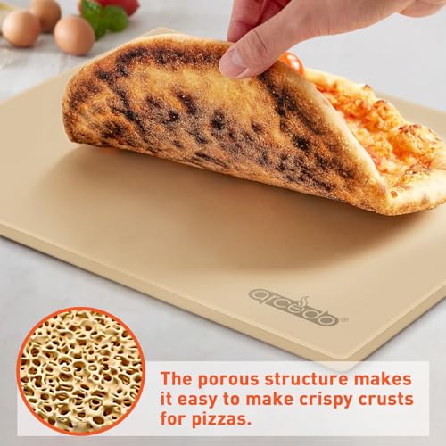 Arcedo Pizza Stone for Grill 20 x 13.5 Inch, Rectangular Large Baking Stone for Bread Thermal Shock Resistant BBQ Grilling Pizza Pan Cordierite Oven Cooking Pan With PE Scraper - Image 4
