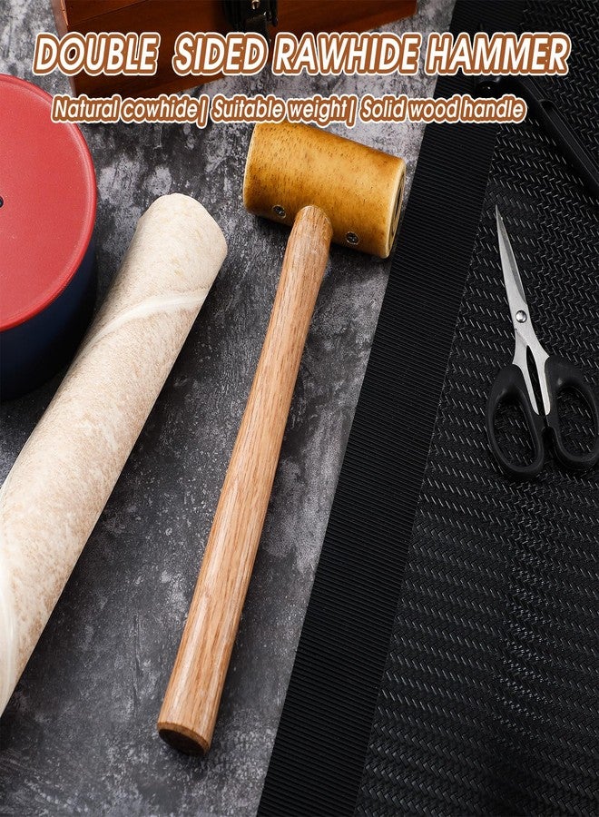 Leriton Natural Rawhide Mallet Tool, Rawhide Leather Hammer, Cowhide Carving Tool for Repairing Ring Handles, Jewelry Making, Leather Processing, Woodworking, DIY Handmade Tools 11.2 Inch - Image 5