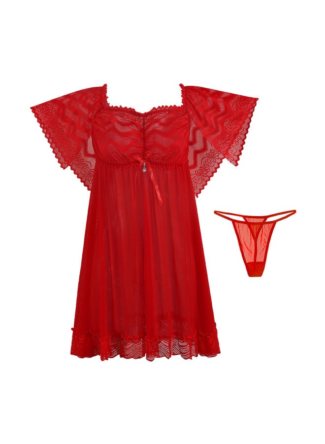 Palace Style Lace Nightgown – Sheer, Mid-Length