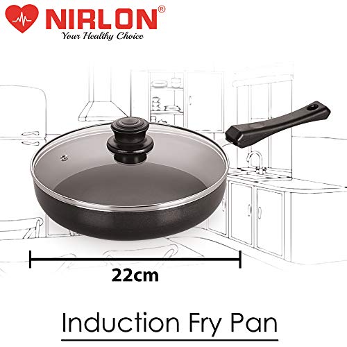 Nirlon Fry Pan with Glass Lid 22cm, Heat-Resistant Handle, Heavy Guage 3mm Thickness Aluminum 3-Layer Nonstick Coatings(Compatible with All Induction, Gas & stovetops)|IND_Range_Fry_Pan22_Glass_Lid - Image 4