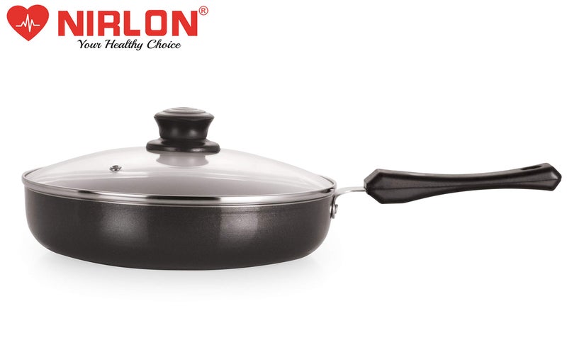 Nirlon Fry Pan with Glass Lid 22cm, Heat-Resistant Handle, Heavy Guage 3mm Thickness Aluminum 3-Layer Nonstick Coatings(Compatible with All Induction, Gas & stovetops)|IND_Range_Fry_Pan22_Glass_Lid - Image 3