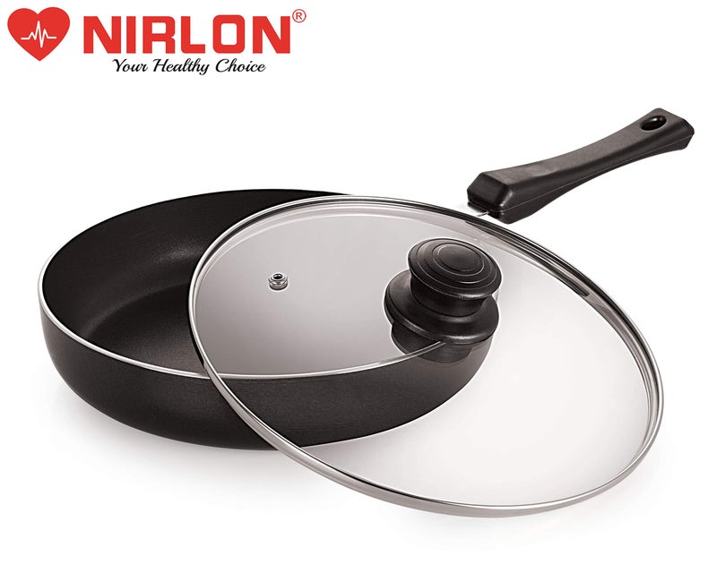 Nirlon Fry Pan with Glass Lid 22cm, Heat-Resistant Handle, Heavy Guage 3mm Thickness Aluminum 3-Layer Nonstick Coatings(Compatible with All Induction, Gas & stovetops)|IND_Range_Fry_Pan22_Glass_Lid - Image 2