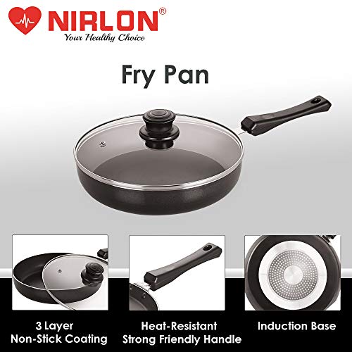 Nirlon Fry Pan with Glass Lid 22cm, Heat-Resistant Handle, Heavy Guage 3mm Thickness Aluminum 3-Layer Nonstick Coatings(Compatible with All Induction, Gas & stovetops)|IND_Range_Fry_Pan22_Glass_Lid - Image 5