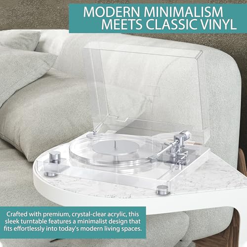 MEKNIC Vintage Vinyl Record Player, Bluetooth 5.3 Turntable with Built-in Preamp, Carbon Fiber Tonearm, Acrylic Anti-Vibration Platter, Dual Speed 33/45 RPM, RCA & SPDIF Optical Outputs, Dust Cover - Image 3