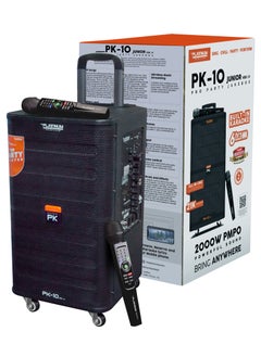 PLATINUM PK10 KARAOKE TROLLY SPK & PARTY JUKEBOX PA SYSTEM WITH 2 W/L MIC HUGE SONG LIBRARY 23K + MIXED LANGUAGE INDIAN ENGLISH &FILIPINO KARAOKE SONGS BUILT-IN & RECHARGEABLE 5/6 HOURS BATTERY BACKUP