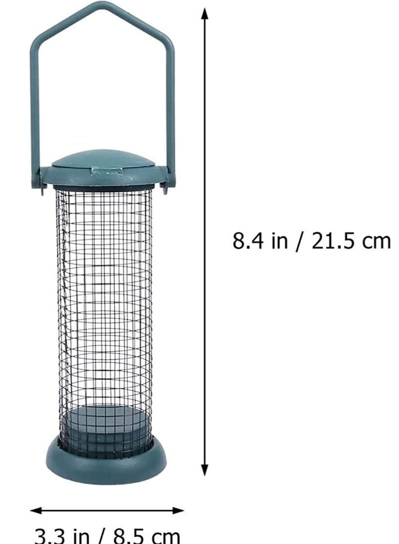 Outdoor Bird Feeder, Wild Bird Feeder, Hanging Bird Seed Feeder, Wildlife Food Holder Cage Feeding Container with Hanger for Outdoor Watching Garden Patio Hanging Ornament, Green - Image 4